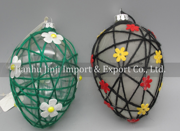 Glass easter egg with colour paint