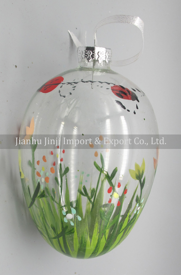 Glass easter egg with colour paint