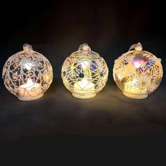 glass candle ball with led